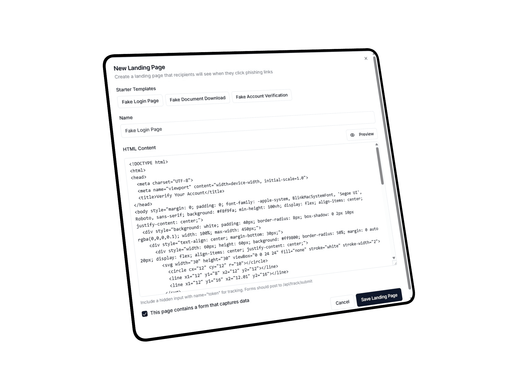 Create mock page interface